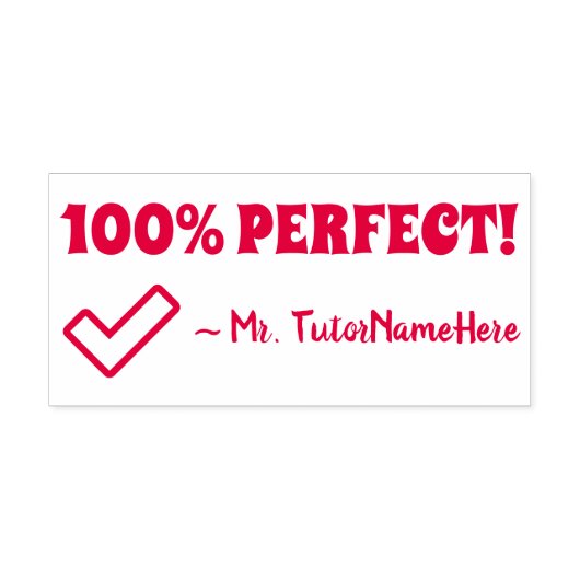 "100% PERFECT!" Feedback Rubberstempel Zelfinktende Stempel (Design)