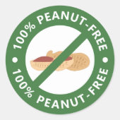 100% pinda-vrij ronde sticker (Voorkant)