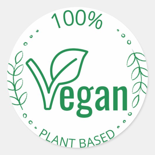 100% Plante Vegan autocollant (Devant)
