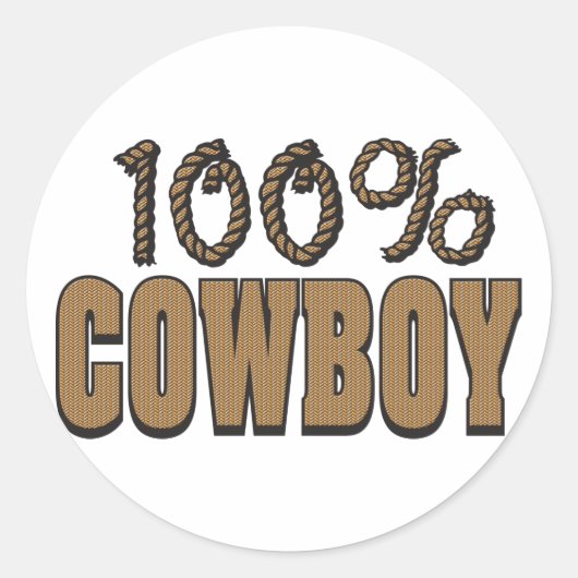 100 procent cowboy ronde sticker (Voorkant)