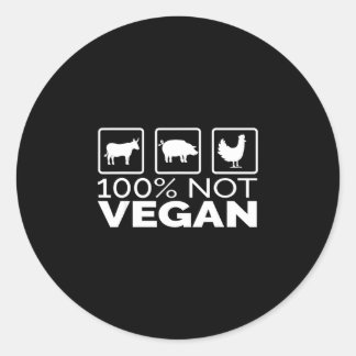 100 procent niet veganistische vleeseter bbq-grill ronde sticker