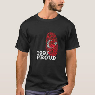 100 Proud Turkey vingerafdrukvlag voor Proud Turks T-shirt