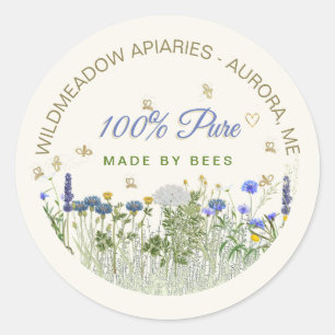 100% PURE Fleurs de prairie et Étiquette Lid Abees