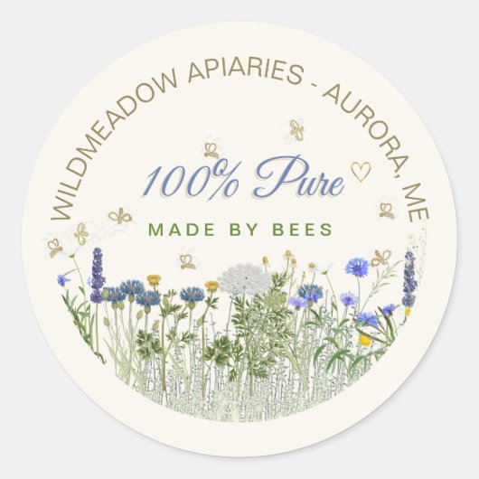 100% PURE Fleurs de prairie et Étiquette Lid Abees (Devant)