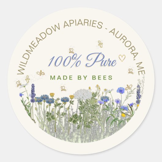 100% PURE Meadow Flowers and Bees Deksel Label (Voorkant)
