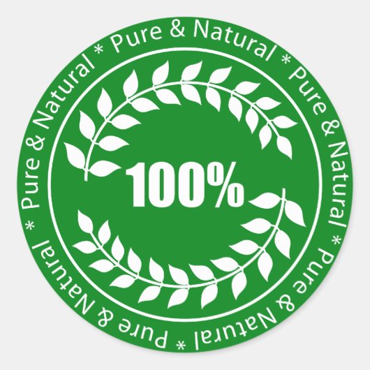 100% Pure & Natuurlijke Teken Sticker (Voorkant)