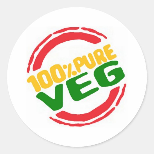 100% Pure Veg Ronde Sticker (Voorkant)