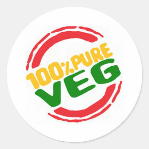 100% Pure Veg Ronde Sticker