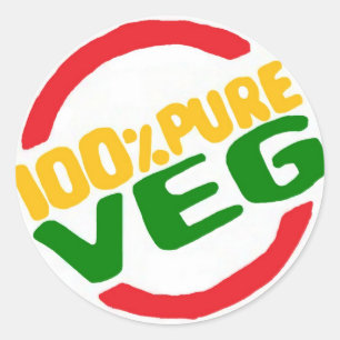 100% Pure Veg Ronde Sticker