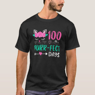 100 Purr Fecte Dagen Schattige Kat Student School T-shirt