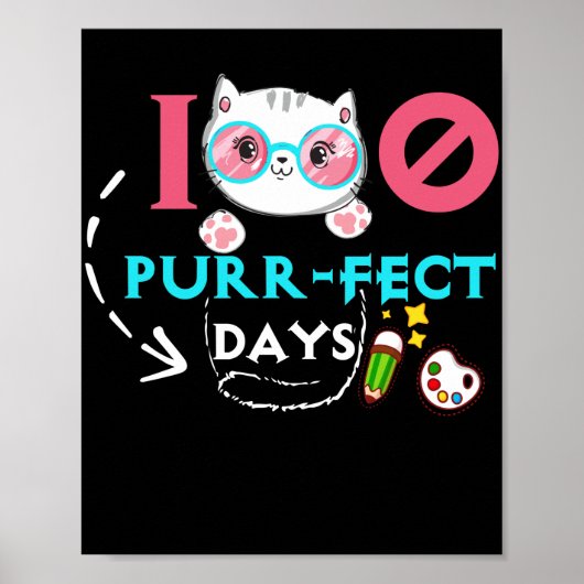 100 PurrFect Days Cute Cat Student School Poster (Voorkant)