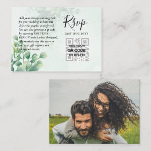 100 QR CODE WEDDING RSVP Greenery PHOTO Enclosure Visitekaartje