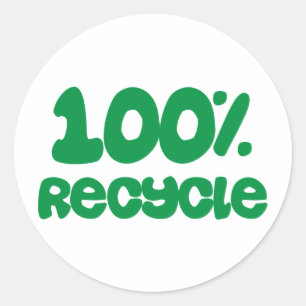 100% Recyclen Producten & Design! Ronde Sticker