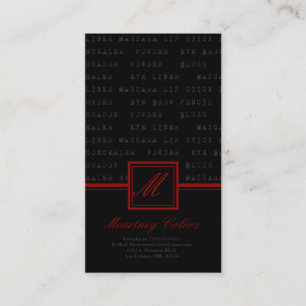 100 Red Black make up Words Artist Visitekaartje
