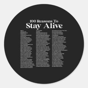 100 Redenen om in leven te blijven Zelfmoordpreven Ronde Sticker