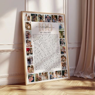 100 Redenen Waarom We Van Je Houden Fotocollage Aa Perfect Poster