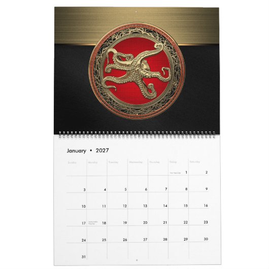 [100] Sacred Gold Octopus in Defensief Posture Kalender (Jan 2027)