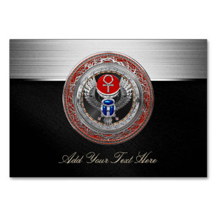 [100] Sacred Silver Egyptian Winged Scarab & Ankh Kaart