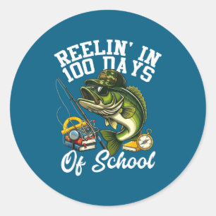 100 school dagen binnengehaald met bass camo visse ronde sticker
