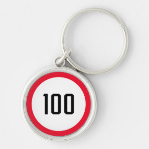 100 snelheidslimiet rond verkeersbord SLEUTELHAN Sleutelhanger