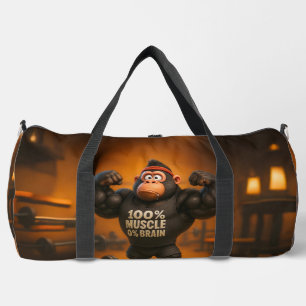 100% Spier 0% Hersenen – Grappige Cartoon Gorilla  Plunjezak