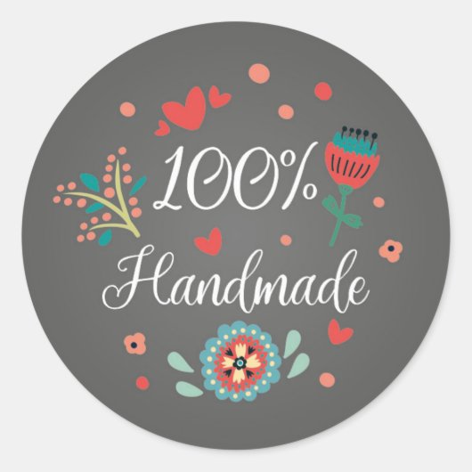 100% stickers floral ronds faits main (Devant)