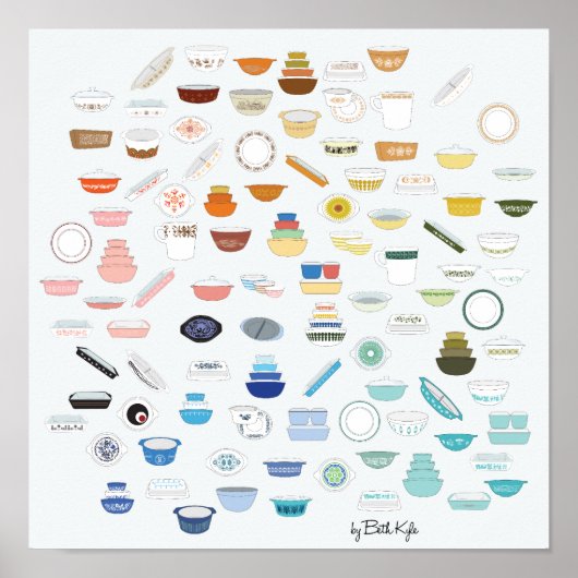 100 stuks Pyrex - wit/licht grijs Poster (Voorkant)