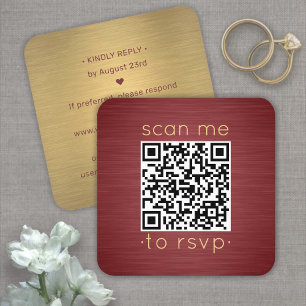 100 stuks QR RSVP bordeauxrood & goud bruiloft bij Vierkante Visitekaartje