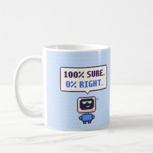 100% Sûr. 0% Juste. Mug Pixel AI Drôle
