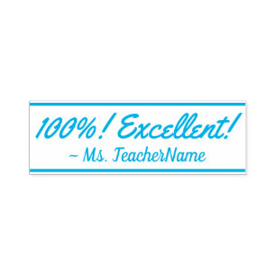 "100%! Uitstekend!" + Educator naam Rubber stempel