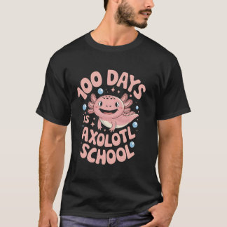 100 van School Axolotl Leraar Student Kinderen Ter T-shirt