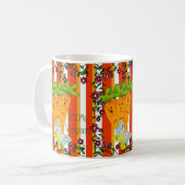 100% Vegan Carrots, Floral Oranje Stripe Mok (Voorkant links)