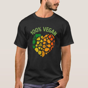 100 Vegan Kleurrijk hart cool Vegan fruit groenten T-shirt