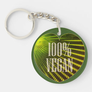 100% Vegan - Motiverende Slogan Groene Hart Sleutelhanger