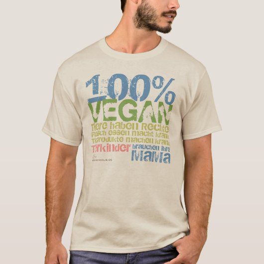 100% VEGAN -/- T-SHIRT (Voorkant)