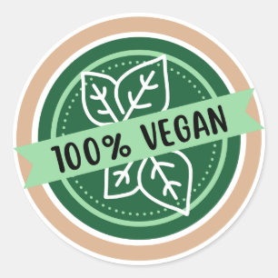 100% veganistisch, alleen veganistische ingrediënt ronde sticker