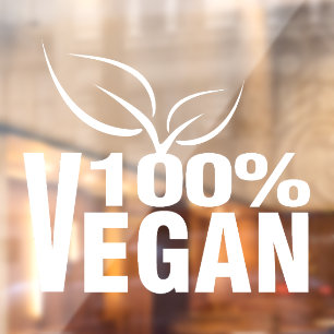 100% Veganistisch, Plantaardig, Raamsticker