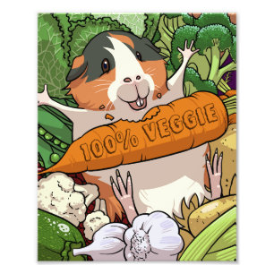 100% veggie gelukkig cavia met wortel foto afdruk