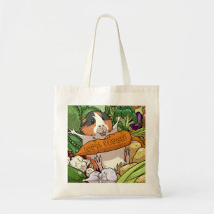 100% veggie gelukkig cavia met wortel tote bag