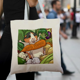 100% veggie gelukkig cavia met wortel tote bag