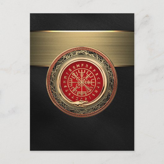 [100] Vegvisir - Viking Gold Magic Runass Briefkaart (Voorkant)