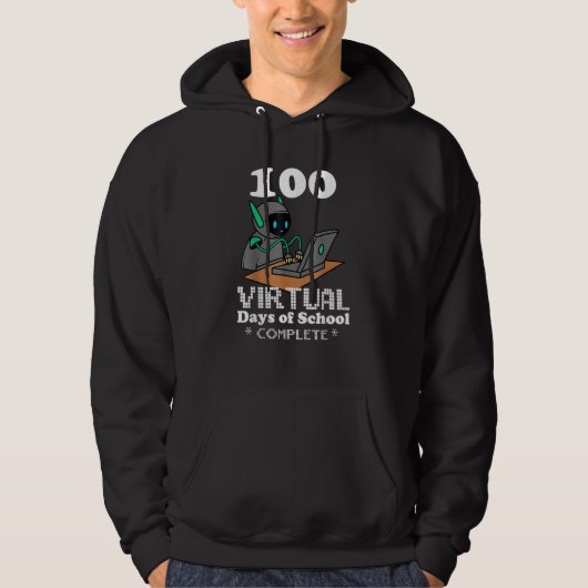 100 Virtual Days Of School Remote Learning Elearni Hoodie (Voorkant)