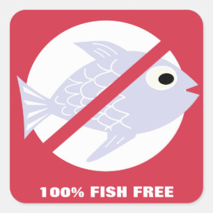 100% Vis Vrij Alert Geen Vis Symbool Gepersonalise Vierkante Sticker