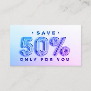 100 VOEG QR CODE 50%OFF KORTING LOGO ROZE IN VISITEKAARTJE