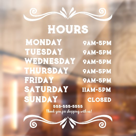 100%  Winkeluren Venster Cling Raamsticker (Vel 2)