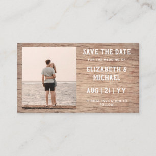 100 x BUDGET Foto bewaardatum RUSTIC Wood Wedding Visitekaartje