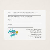 100 x Certificats cadeaux LOGO d'affaires NETTOYAG (Dos)