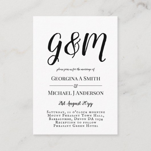 100 x Invitations de mariage budget avec ENVL. (Devant)