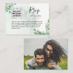 100 x QR CODE WEDDING RSVP Eucalyptus FOTO Budget Visitekaartje