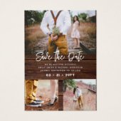 100 x RUSTISCH Save The Dates - FOTO COLLAGE Visitekaartje (Voorkant)